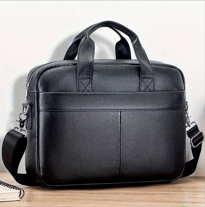 Мъжка кожена чанта за лаптоп 15,6”/Премиум естест. кожа -10% Промоция!