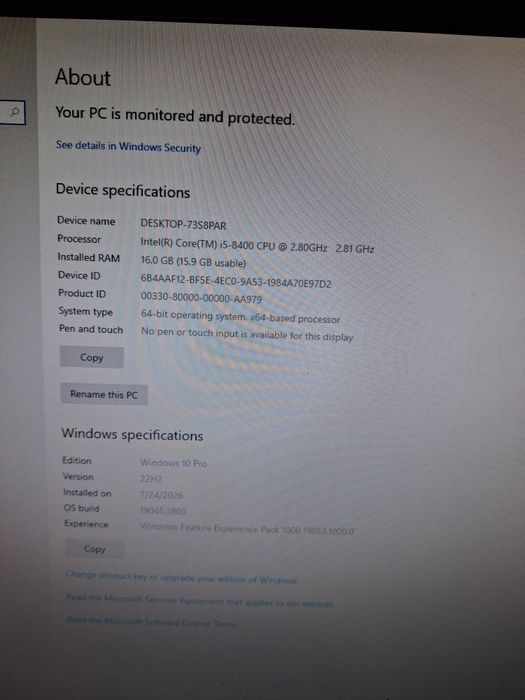 Lenovo ThinkCentre M720s, Monitotr21.5" (i5-8400/16GB/128GB SSD/FH