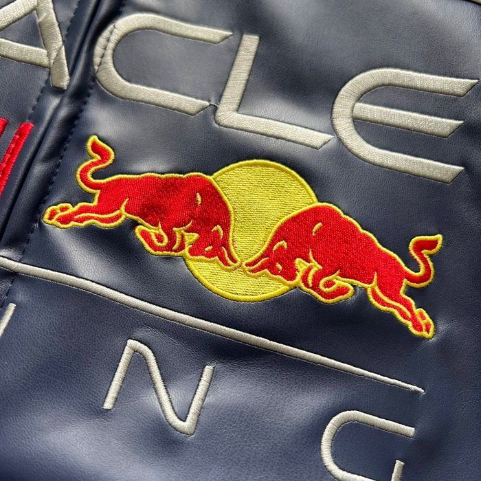 Кожаная куртка Формула 1 Rebull Oracle синего цвета на заказ