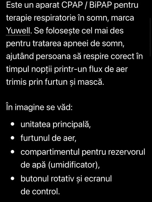 Aparat de sustinut respiratia in timpul somnului