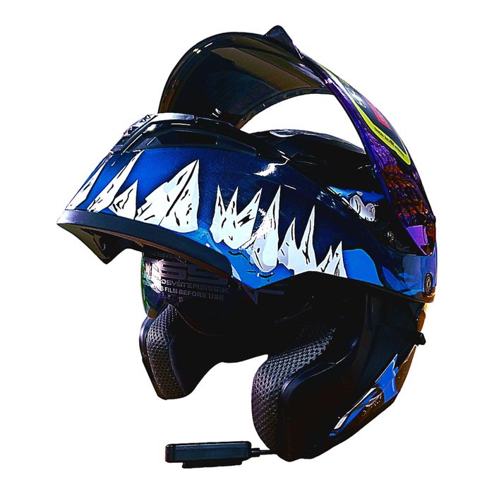 Каска №3896-2 BL/M Модулна Bluetooth мотоциклетна каска