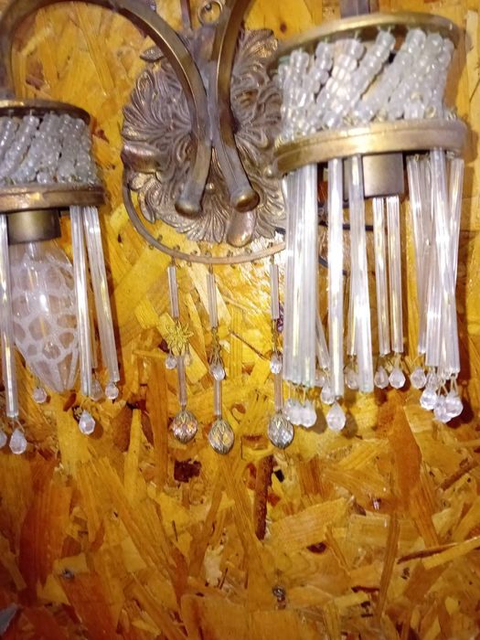 Кристална  лампа в стил  барокНастолна лампа ,барок бронз и кожа