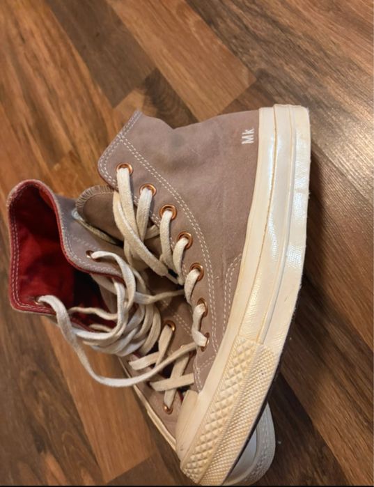 Converse piele intoarsa roz