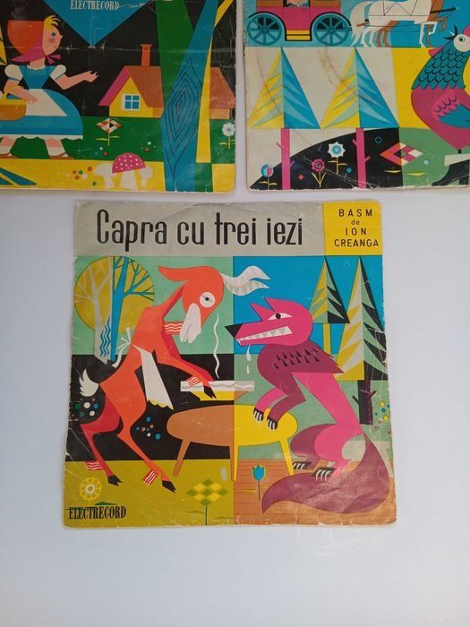 Disc Vinil ,Punguța cu doi bani, Scufita rosie, Capra cu trei iezi,placa pik-up,placi