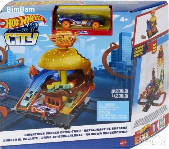 Игрален комплект Hot Wheels City Burger Drive с количка - ресторант