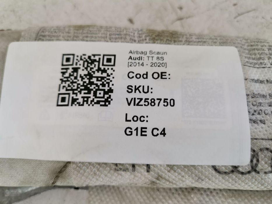 Airbag Scaun Audi TT 8S 2014 2015 2016 2017 2018 2019 2020 Original