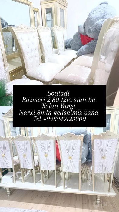 Yangi stol 2:80 stullar 12ta