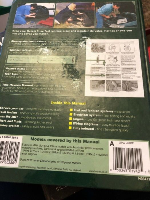 Manual Haynes Suzuki SJ&Vitara 82-97/ Swift Cultus Japonia