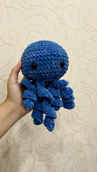Ръчно Плетен Син Октопод Играчка 20cm (1 брой)