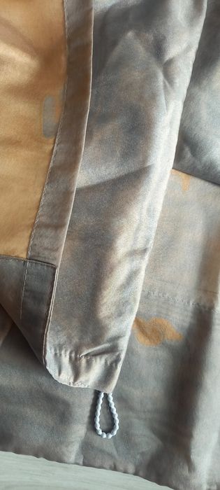 Vand 2 perdele organza gri silver patinat cu revers soft auriu