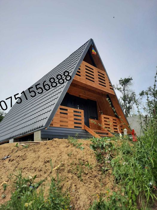 Casa si Cabana din structura de lemn in forma literei A la comanda