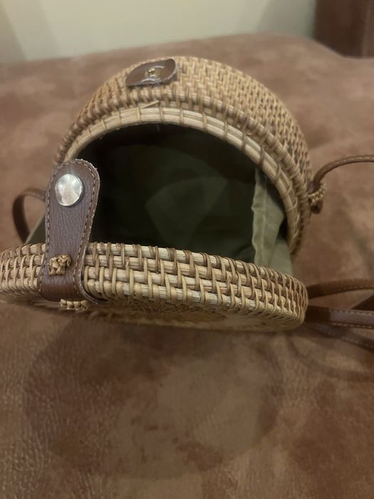 Кафява плетена дамска чанта