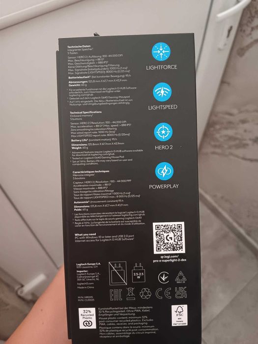 Геймарска мишка Logitech pro x Superlight 2 Dex