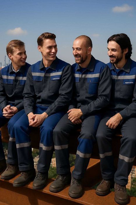 Китель с брюками / 46-50-54/ Темно серый- синий / Х/б