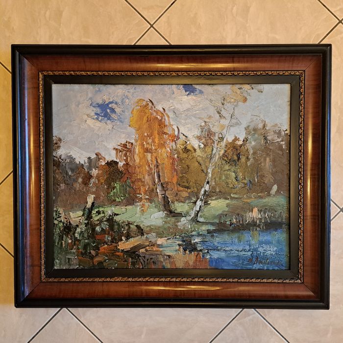 Pictură," Malul lacului",Nicolae Ambrozie (n.1931-d.3016)