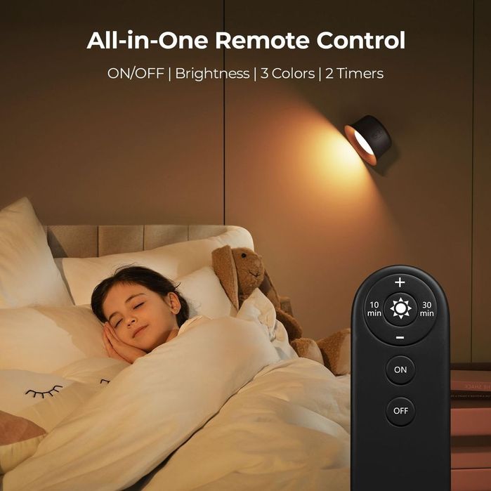 Set 2 aplice LED wireless reincarcabile cu telecomanda si touch