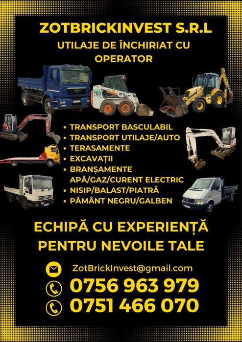 Inchiriez Miniexcavator 3.5T 1700 Ron/zi