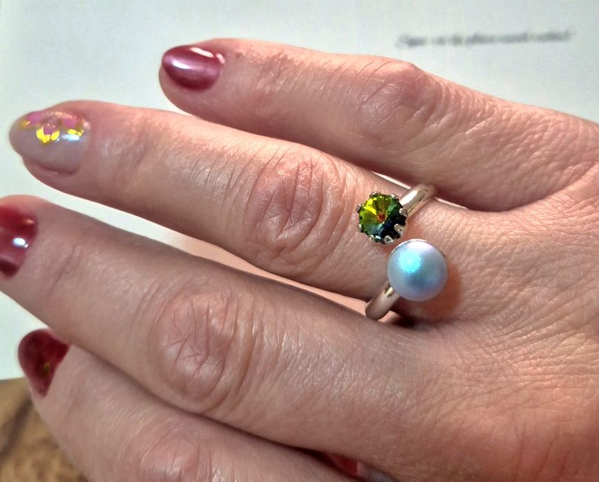 Set argint cu cristale și perle Swarovski