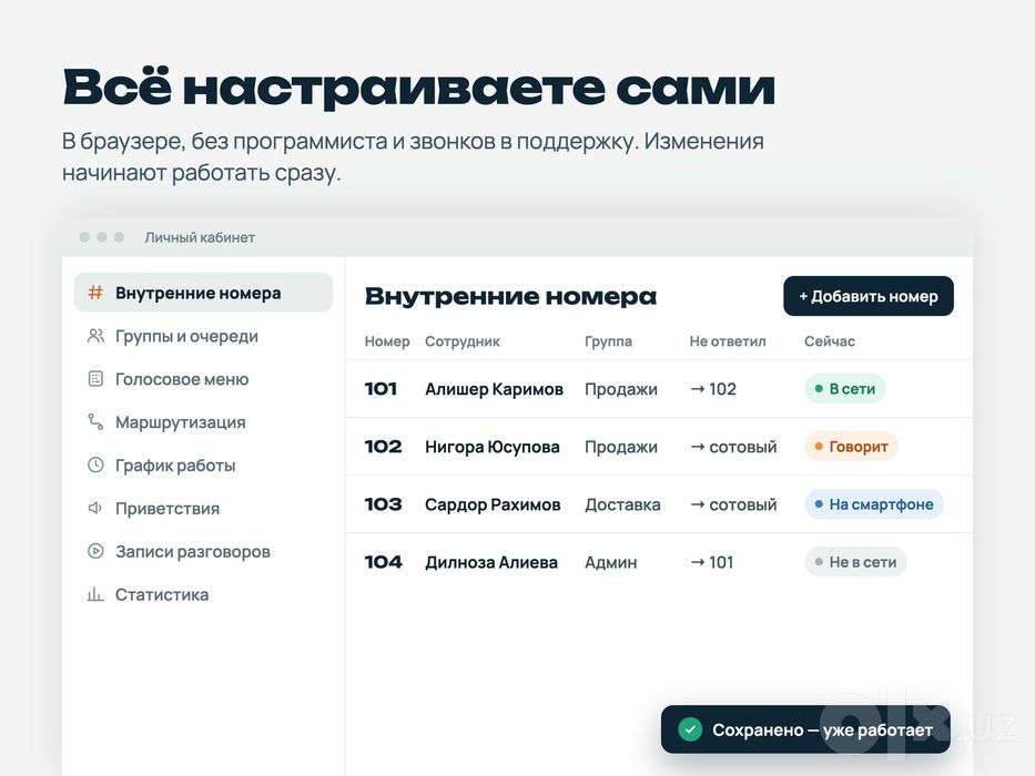 IP-телефония для бизнеса под ключ — один номер, запись, CRM