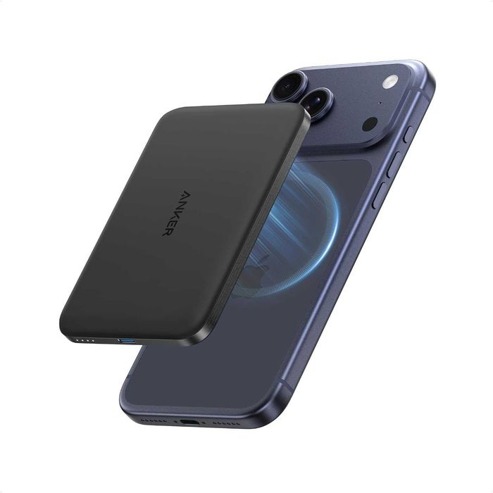 Anker Nano 5k MagGo Slim, 15W MagSafe Qi2, 5000mAh - външна батерия с вграденбезжичен пад