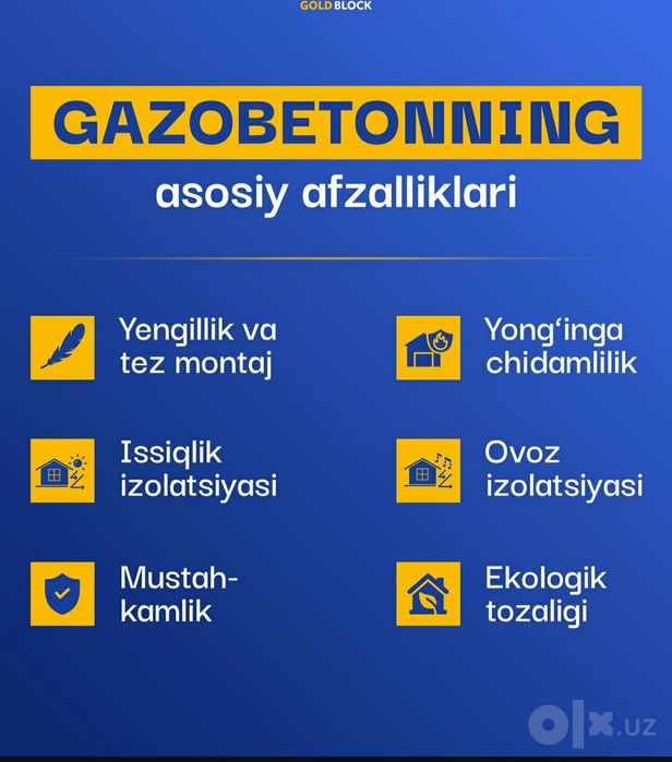 Газоблок сифат ало даражада