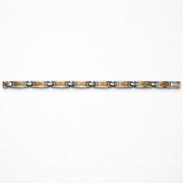 Brățară bărbătească din oțel inoxidabil, suflată cu aur – 22 cm