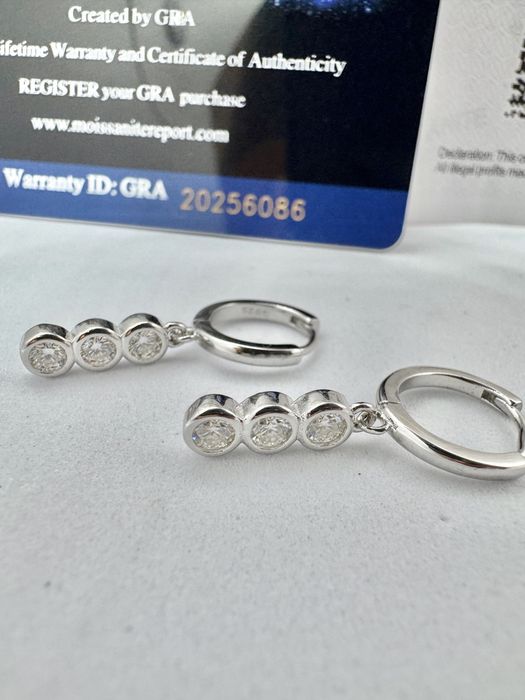 Сребърни обеци с мойсанит (Диамант)