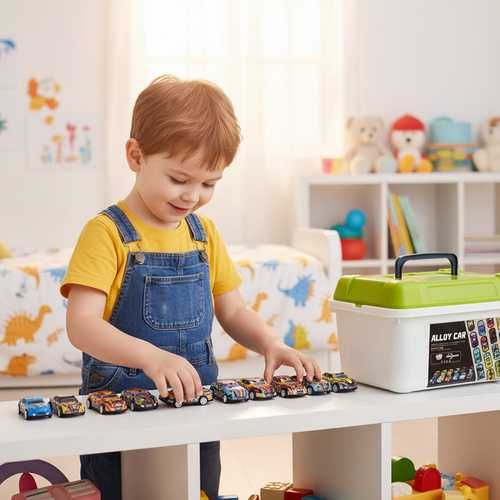 Комплект колички в куфар – 50 броя с pull-back механизъм