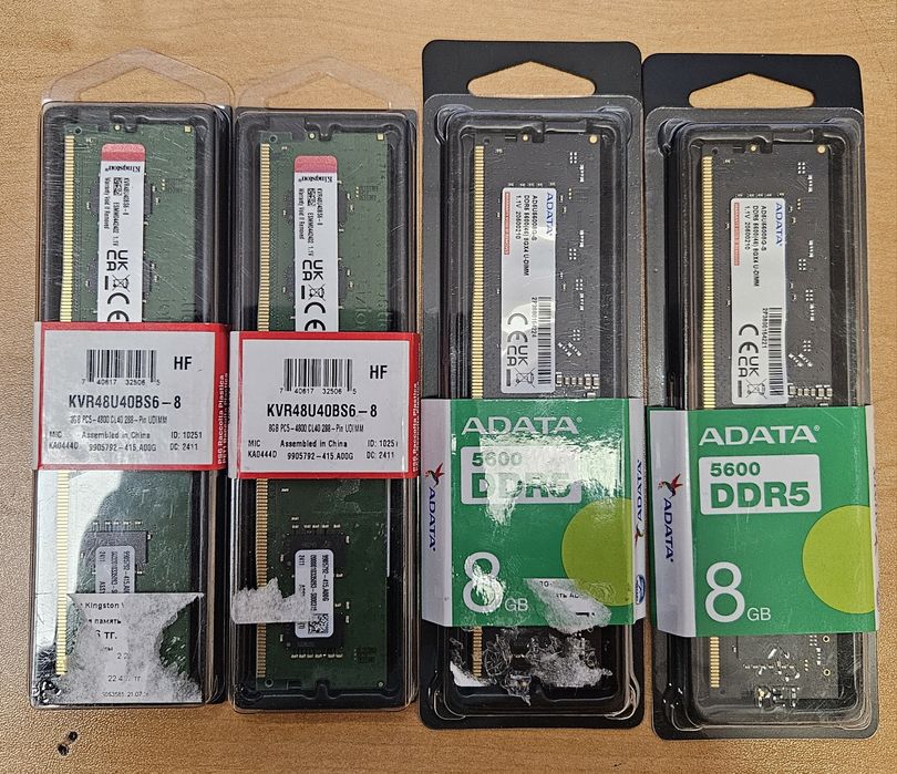 ОЗУ ddr5 kingston 8gb  и adata 8gb. Новые.