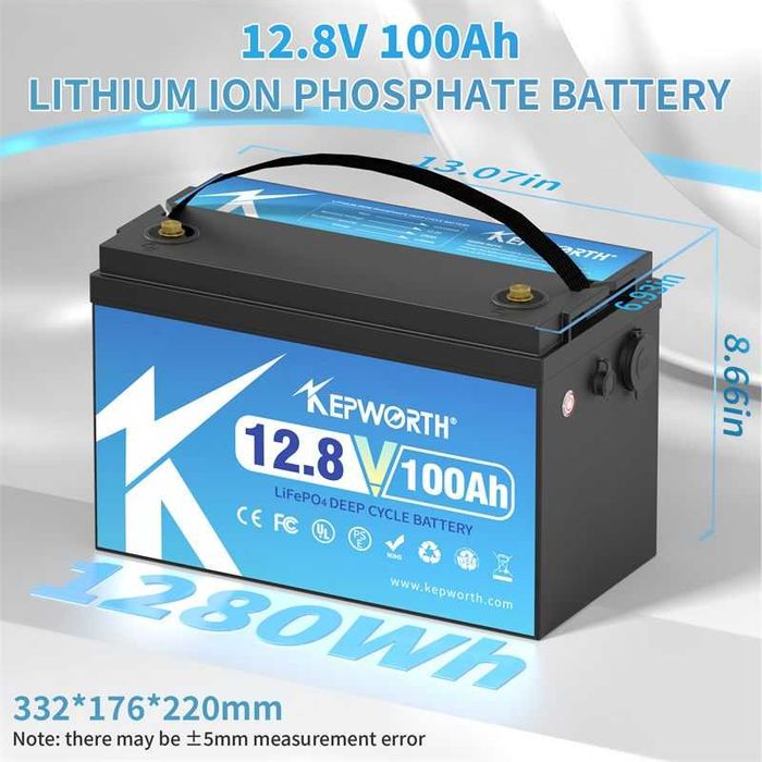 Акумулатор, батерия, 12V100AH LiFePO4 Battery BMS 6000+ Deep Cycle + Зарядно