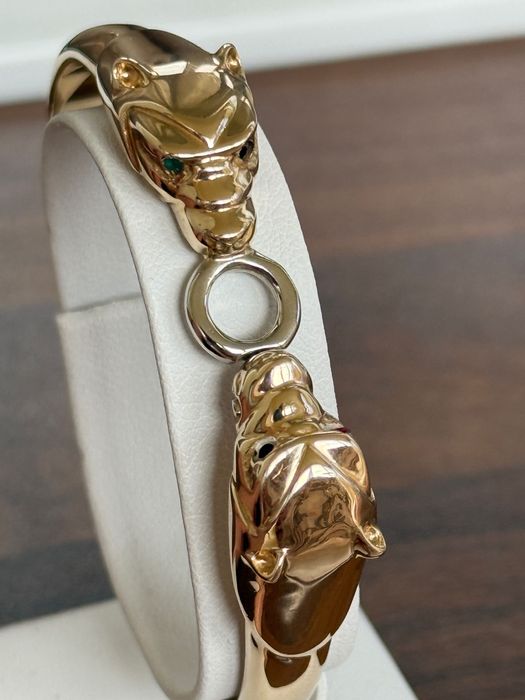 Красива 14К Дамска Златна Гривна с Глави на Пантери; Топ Цена!