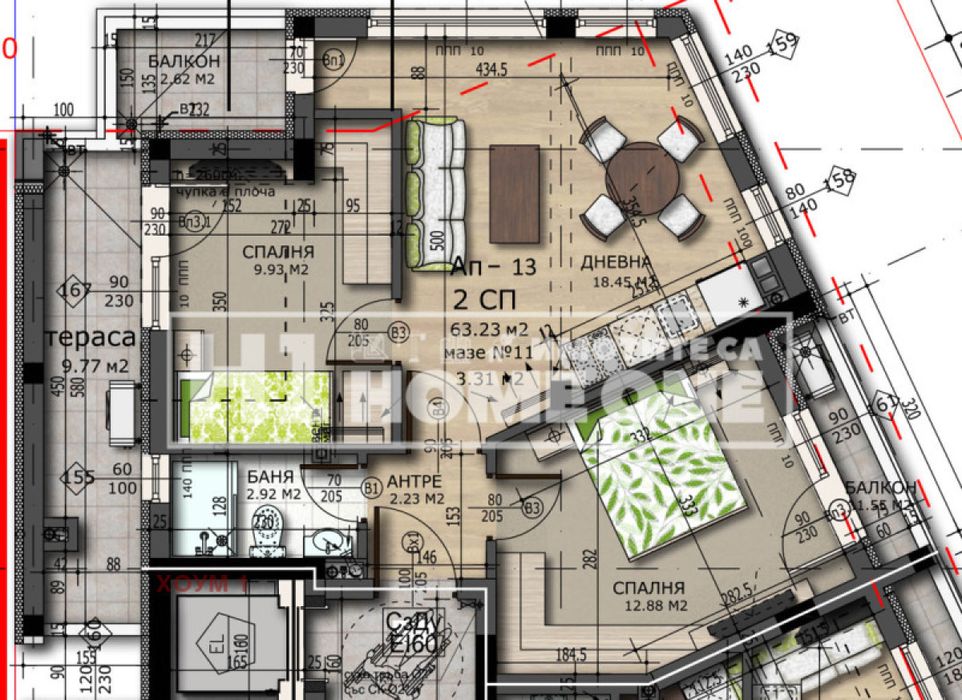 Продажба 3-стаен гр. София - Редута 91m²