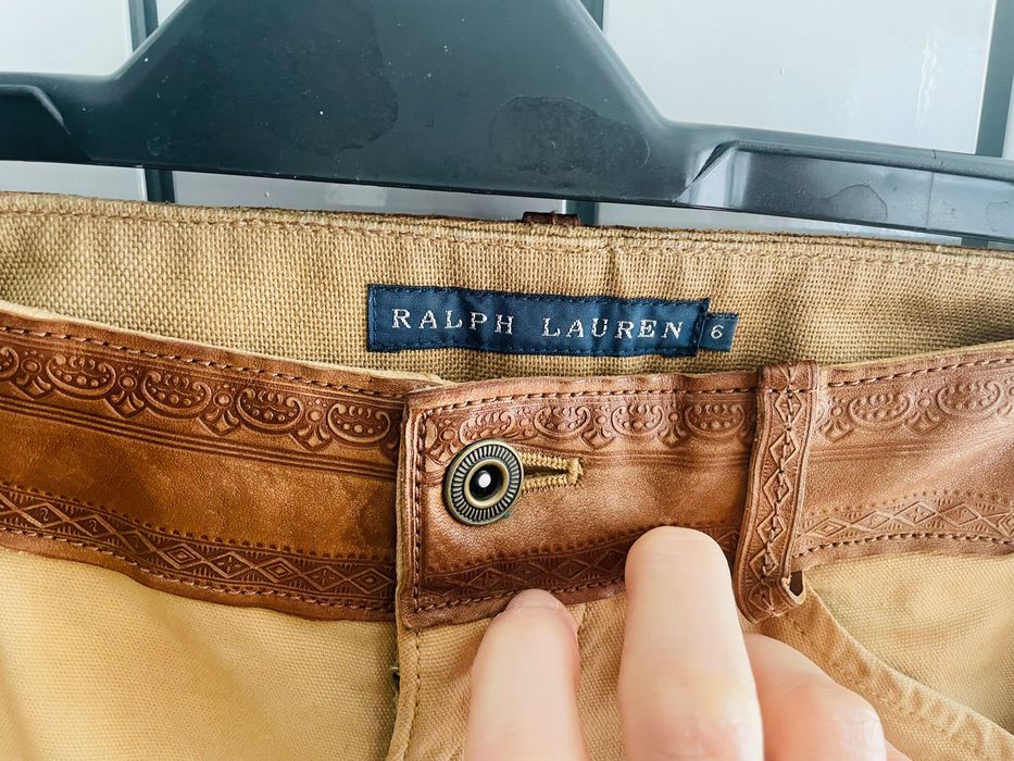 Pantaloni cu inserții piele naturala Ralph Lauren