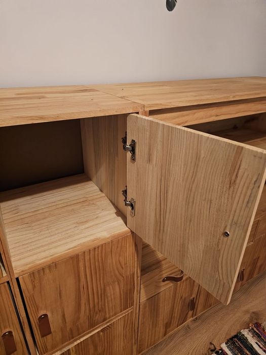 Dulapior si biblioteca de lemn de pin masiv