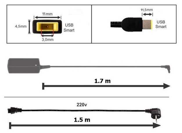 Зарядно устройство Lenovo 20V 4.5A 90W, букса 4.5х3.0х11.0mm, ADLX90NCC3A