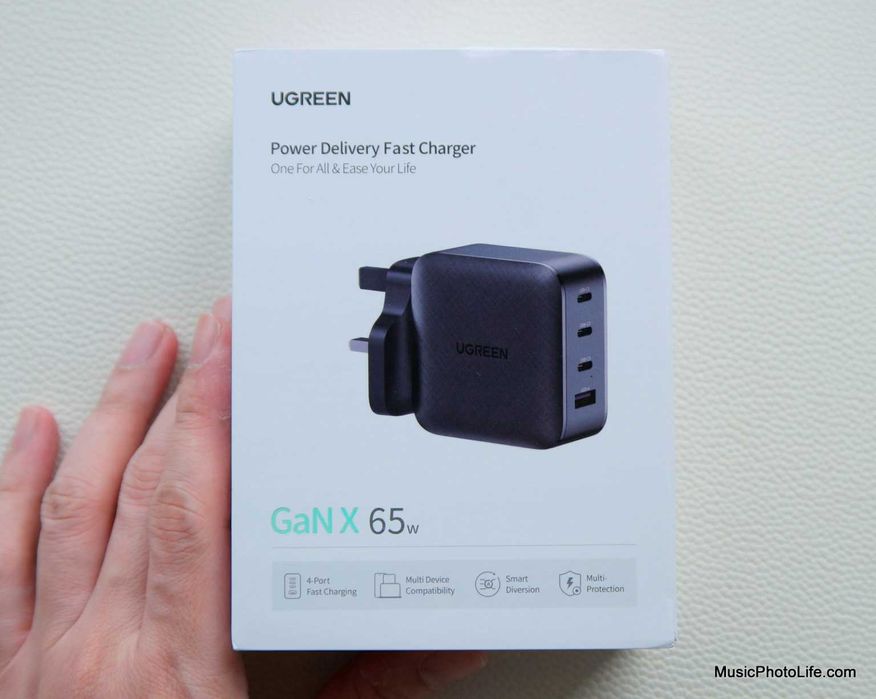 Зарядно устройство 220V UGREEN CD224, 65W, GaN, 3xUSB-C,1xUSB-A,PD,