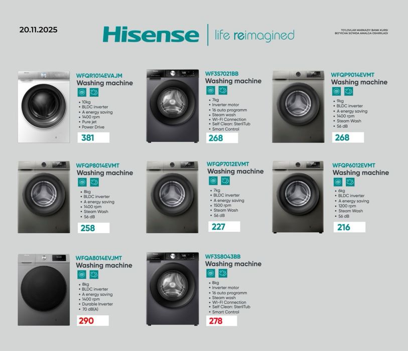 стиральная машина HISENSE kir yuvish mashina