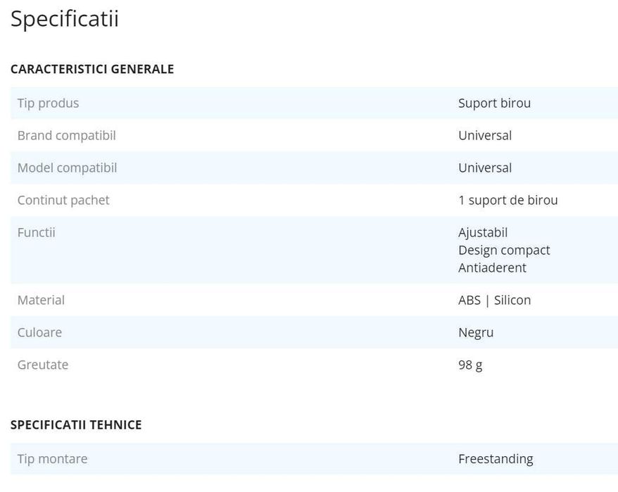 Suport de birou pentru telefon sau tableta Borofone BH81 negru