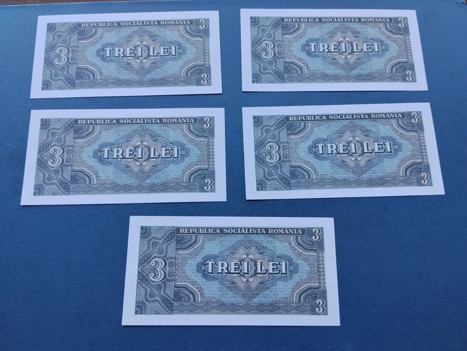 5 seturi de bancnote , replici de 1 leu și 3 lei din 1966