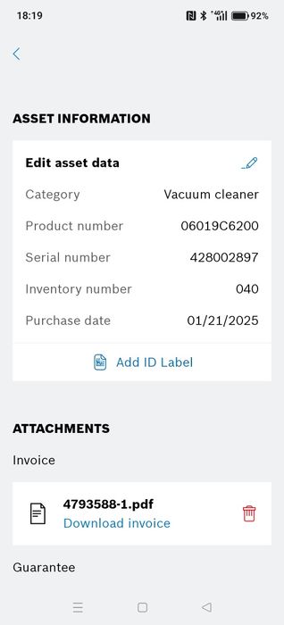 Aspirator Bosch GAS 18V-1 Garantie