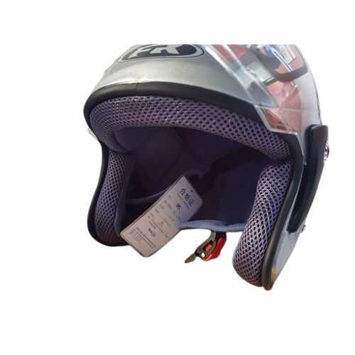 Каска за Мотор/Скутер Сив/.Червена