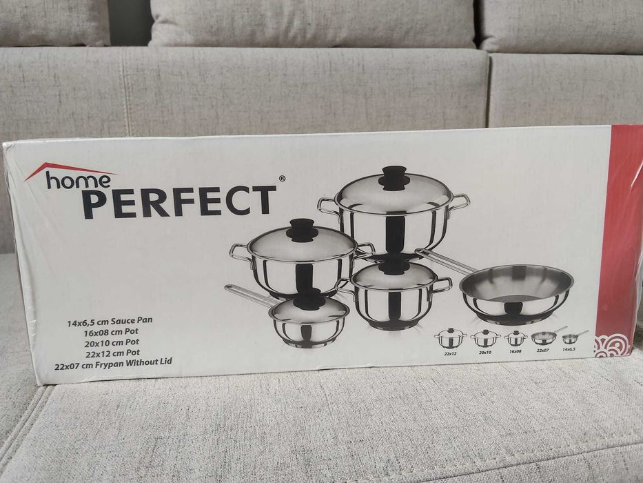 Set de oale din inox de 9 piese „Home Perfect Mega Cookware Set” NOU