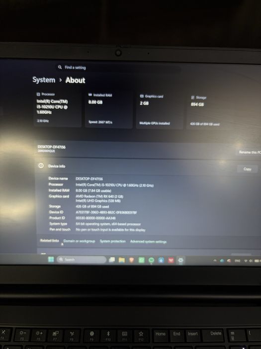 Lenovo ThinkPad E15 i5-10210U / 8GB RAM / 1TB SSD / RX 640 / Win 11 Pro