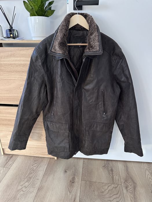 Geaca Piele Naturala CKN SCANDINAVIA Guler Blana Barbati | Marime XXL