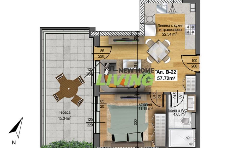 Продава се Двустаен апартамент в Пловдив, Христо Смирненски - 58 кв.м за 1599 €/кв.м - Снимка #1