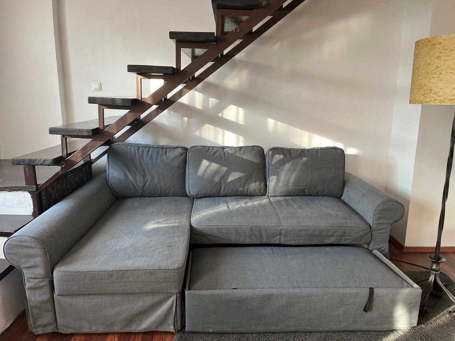 CANAPEA extensibilă cu ȘEZLONG si LADĂ-  Ikea