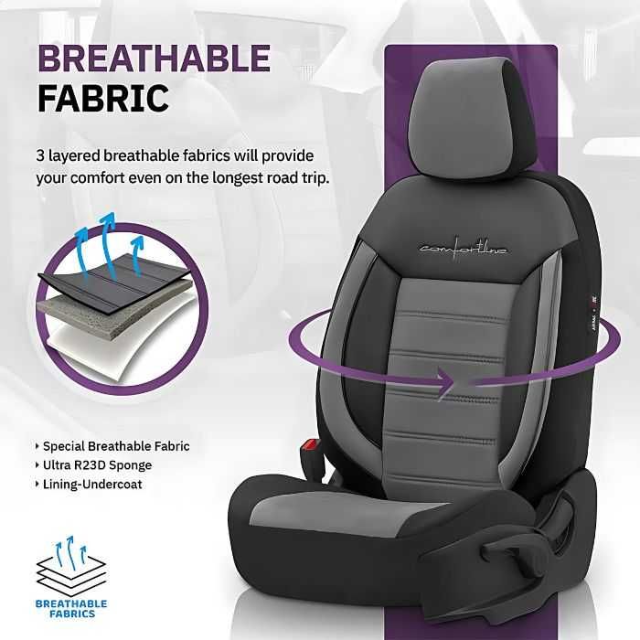 Комплект 4 седалки LUX Сива Тапицерия за седалки Comfortline CMF206