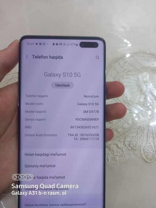 Samsung s10 + 5g karobka yoq!!