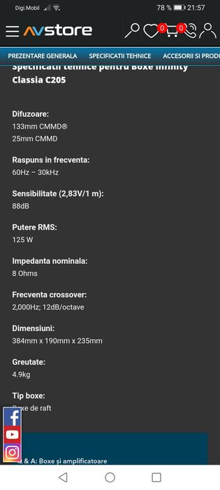 Muzica boxe Infinity C 205