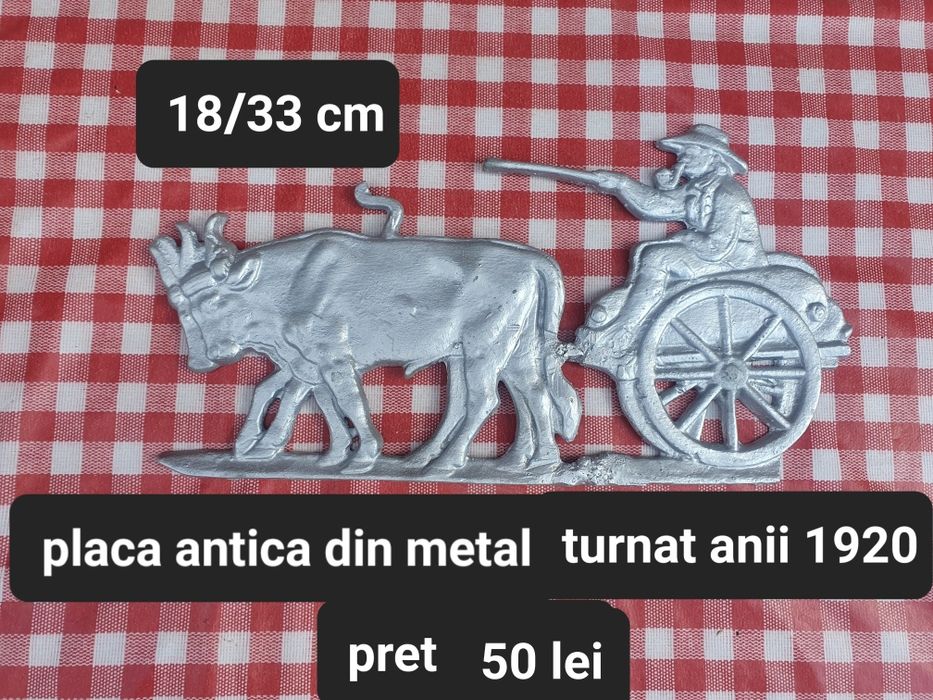 Placa antica metal turnat